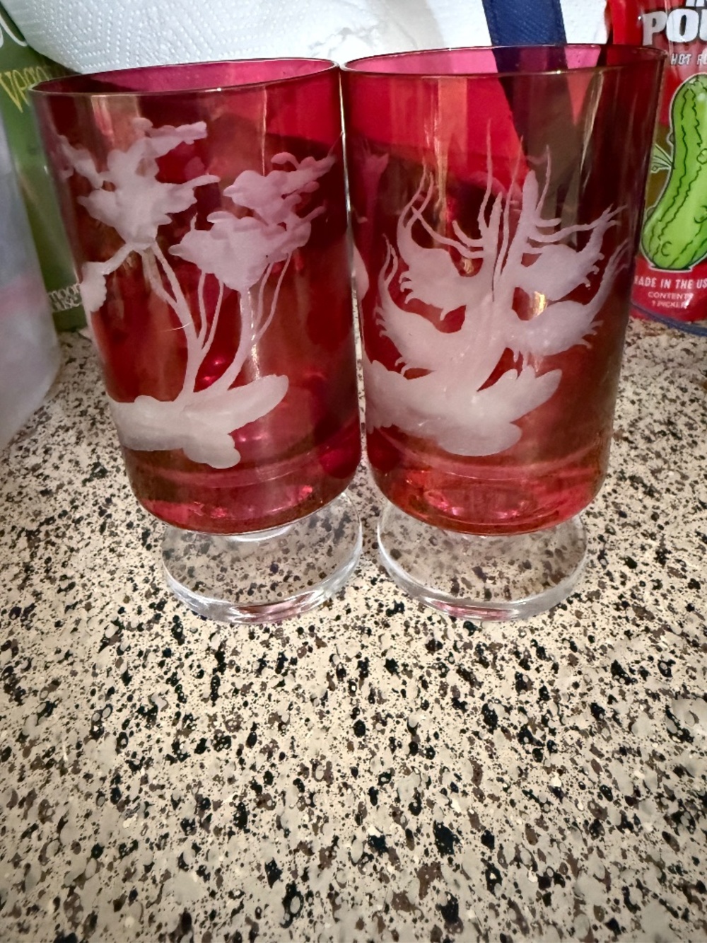 Two Vintage Riedel Tyrol Etched Tumblrs